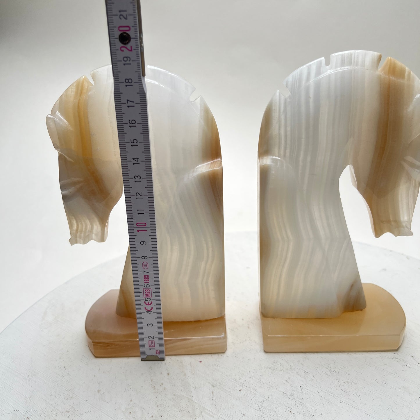 Vintage Buchstützen Pferdekopf Onyx Marmor Figur Statue
