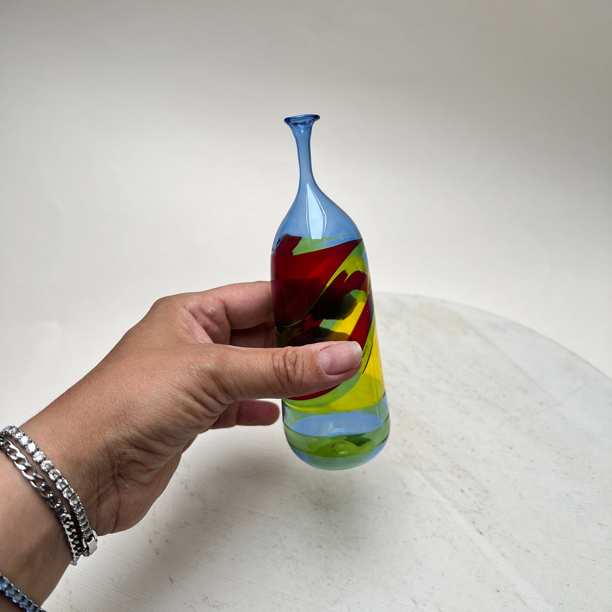 Vintage Miniatur Vase Kunstglas Dekoobjekt Zwiesel Krauspe Mid Century