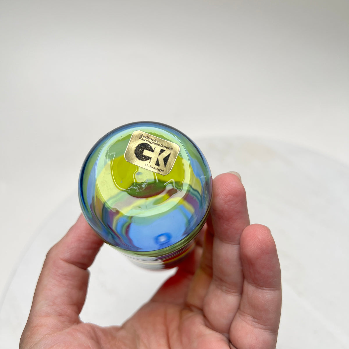 Vintage Miniatur Vase Kunstglas Dekoobjekt Zwiesel Krauspe Mid Century