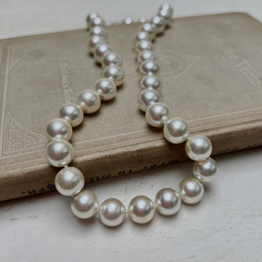 Vintage Mallorca Perlenkette Choker Sterling 925er Silber Chunky Collier weiß