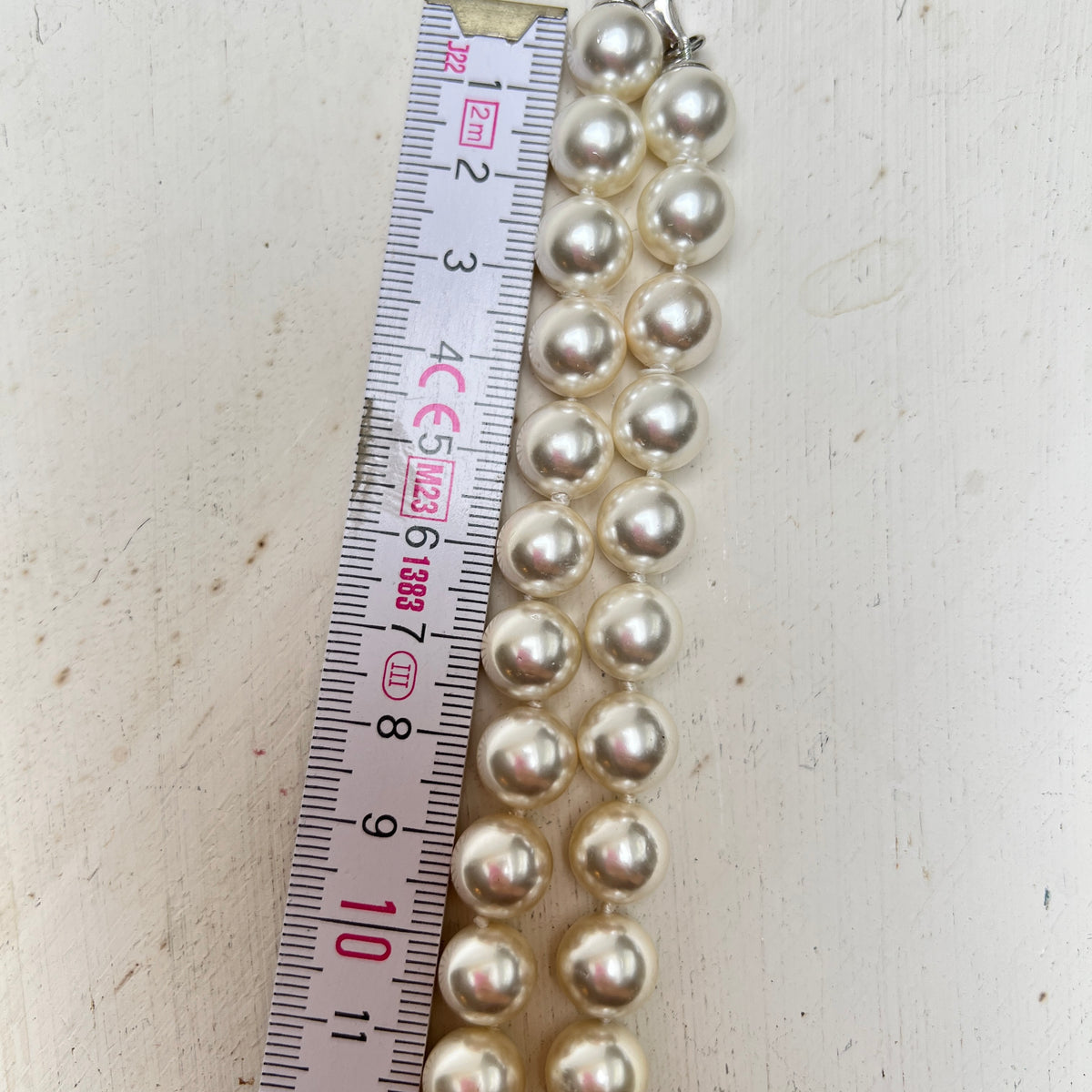 Vintage Mallorca Perlenkette Choker Sterling 925er Silber Chunky Collier weiß
