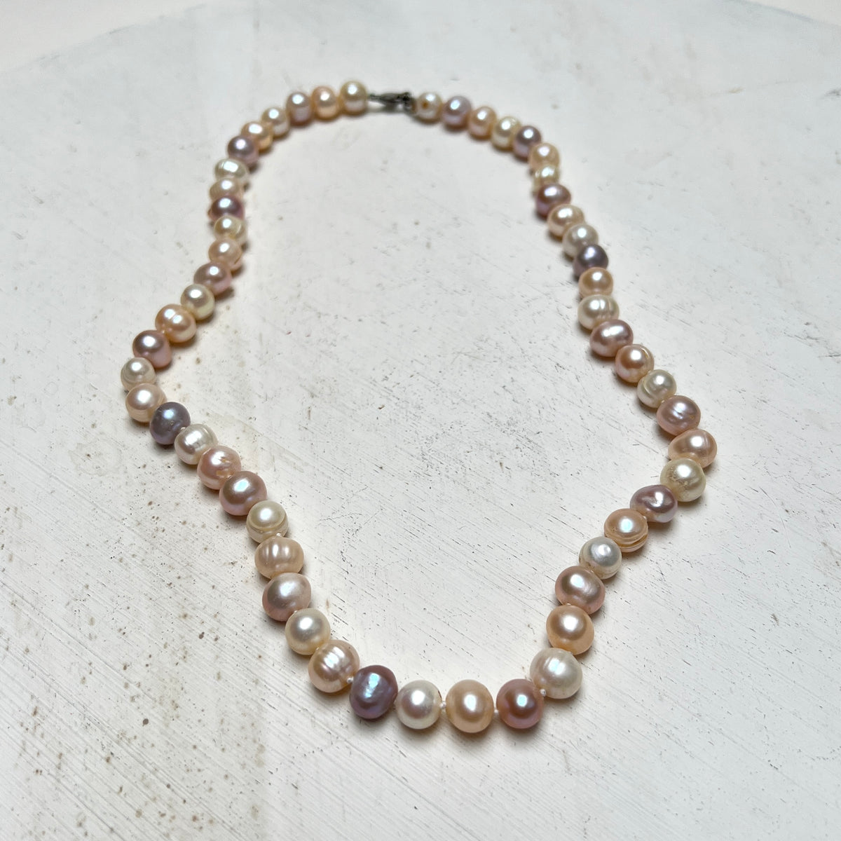 Vintage Multicolour Süßwasserperlen Collier Barockperlen Kette B2