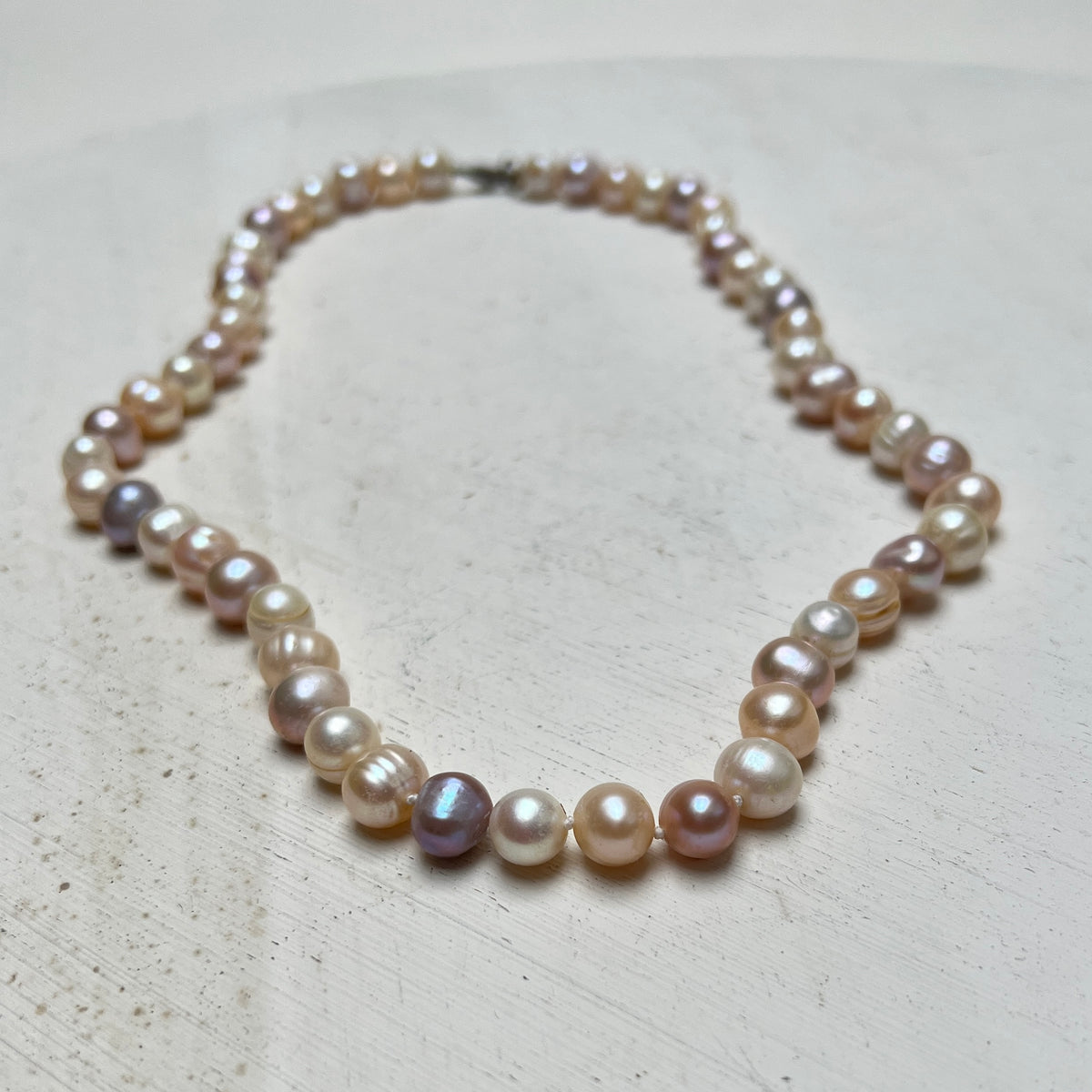 Vintage Multicolour Süßwasserperlen Collier Barockperlen Kette B2