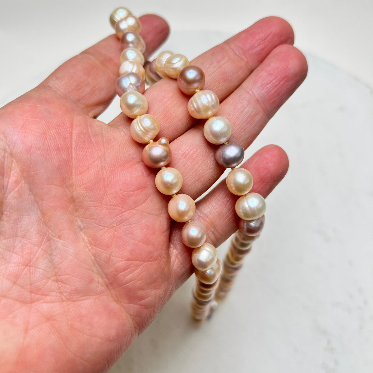Vintage Multicolour Süßwasserperlen Collier Barockperlen Kette B2