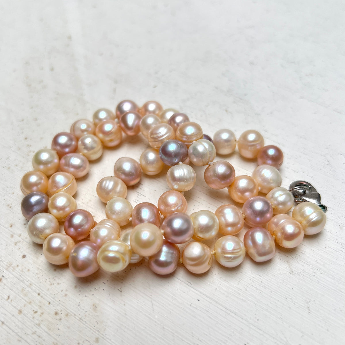 Vintage Multicolour Süßwasserperlen Collier Barockperlen Kette B2