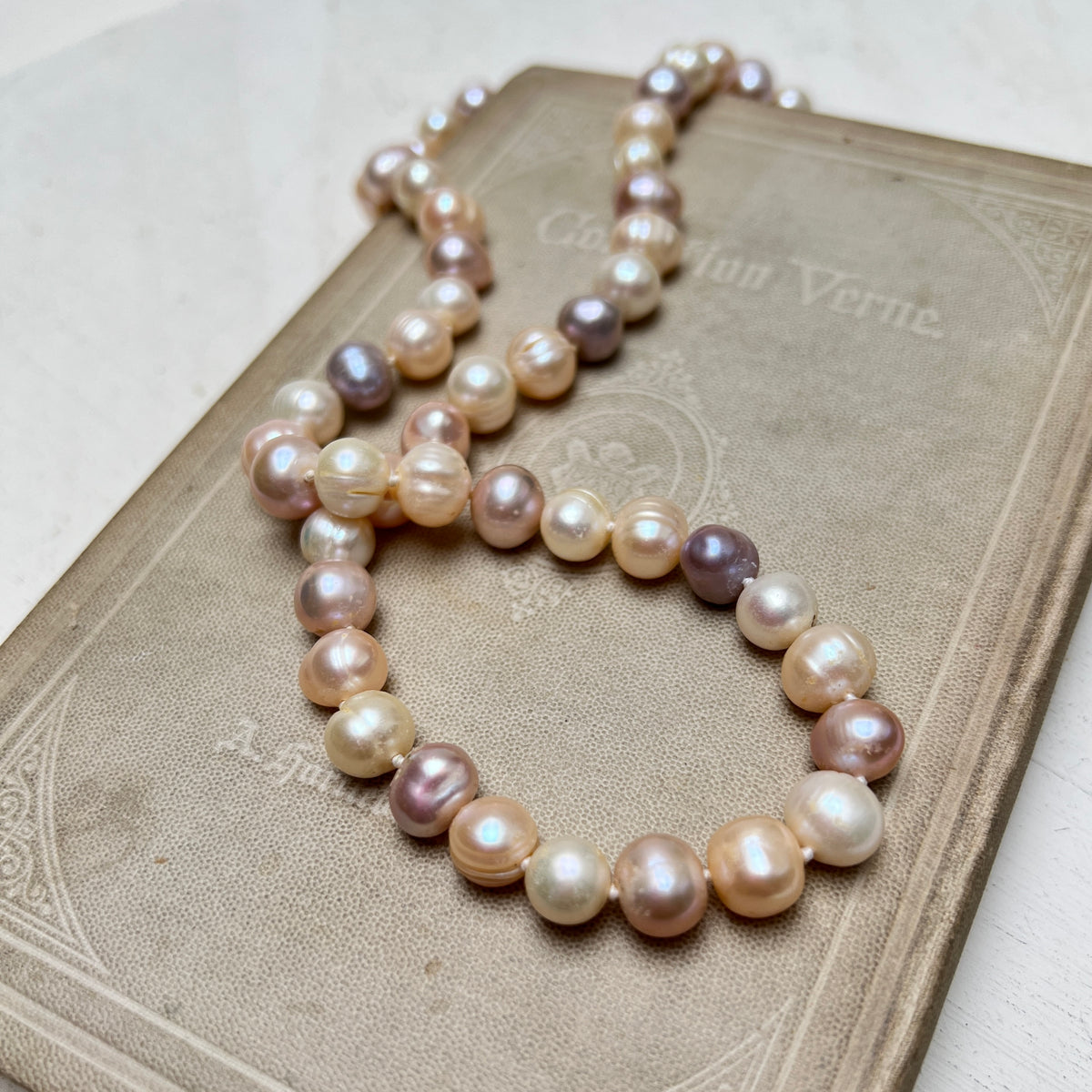 Vintage Multicolour Süßwasserperlen Collier Barockperlen Kette B2