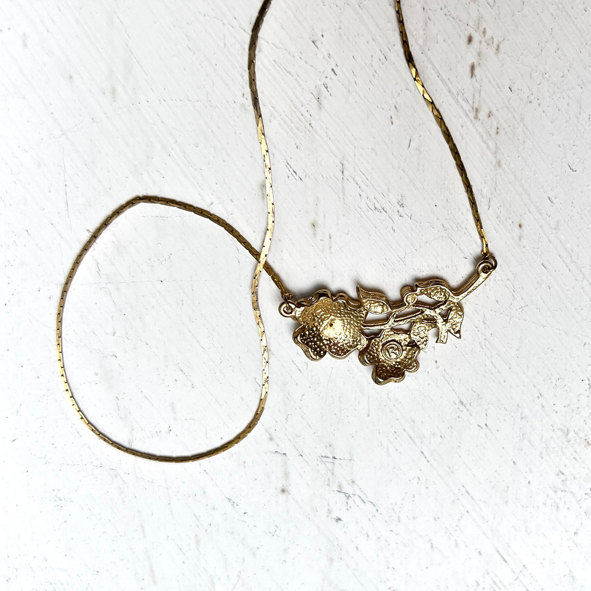 Vintage Vergissmeinnicht Kette Blau Emaille Brautschmuck „Something Blue“ 1980er Designer Schmuck Gold Jugendstil Revival Blumen-Collier
