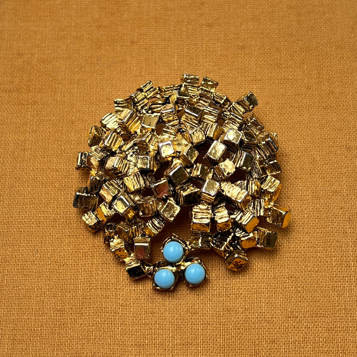 Vintage Brutalismus Brosche gold Mid Century Modern