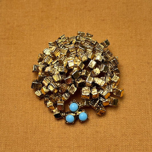 Vintage Brutalismus Brosche gold Mid Century Modern