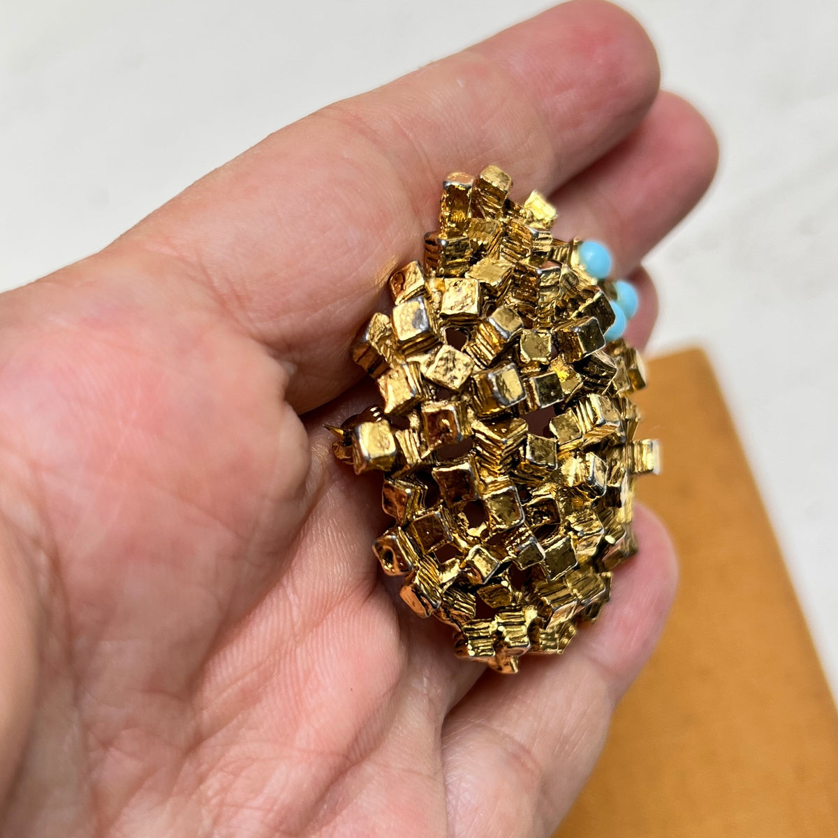 Vintage Brutalismus Brosche gold Mid Century Modern