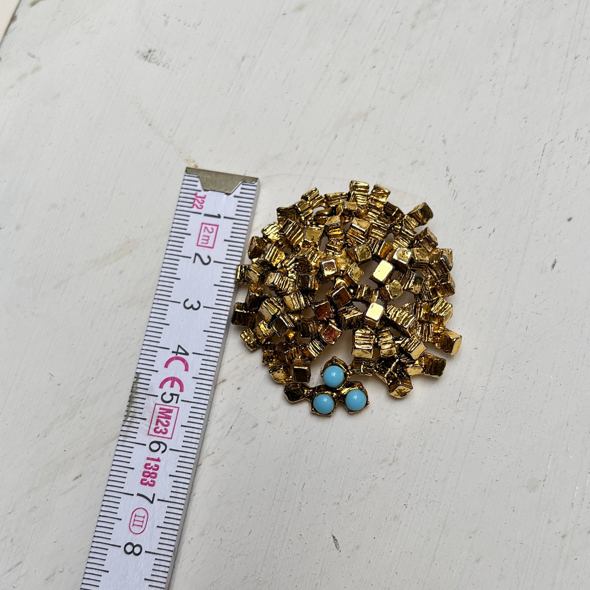 Vintage Brutalismus Brosche gold Mid Century Modern