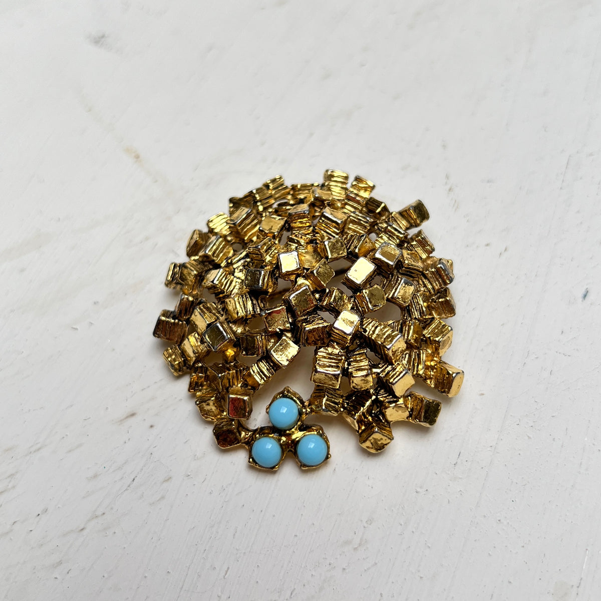 Vintage Brutalismus Brosche gold Mid Century Modern