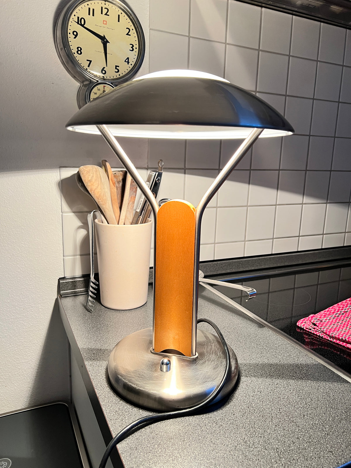 Vintage Trio Tischleuchte dimmbar Pilzlampe Tischlampe Chrom 90er