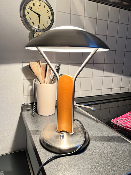Vintage Trio Tischleuchte dimmbar Pilzlampe Tischlampe Chrom 90er