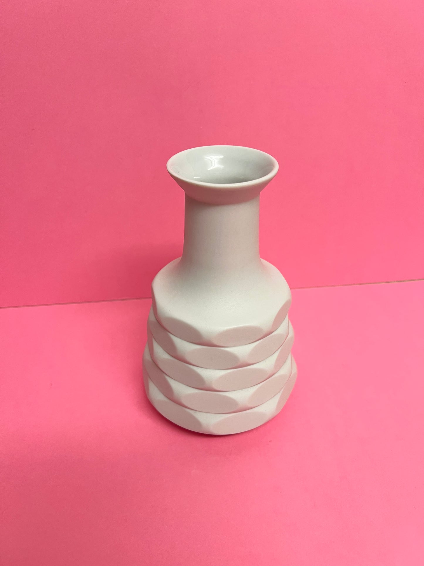70s Vintage Winterling Bavaria Op-Art Biskuitporzellan Relief Vase weiß matt Space Age Vase Mid century Japandi Objekt