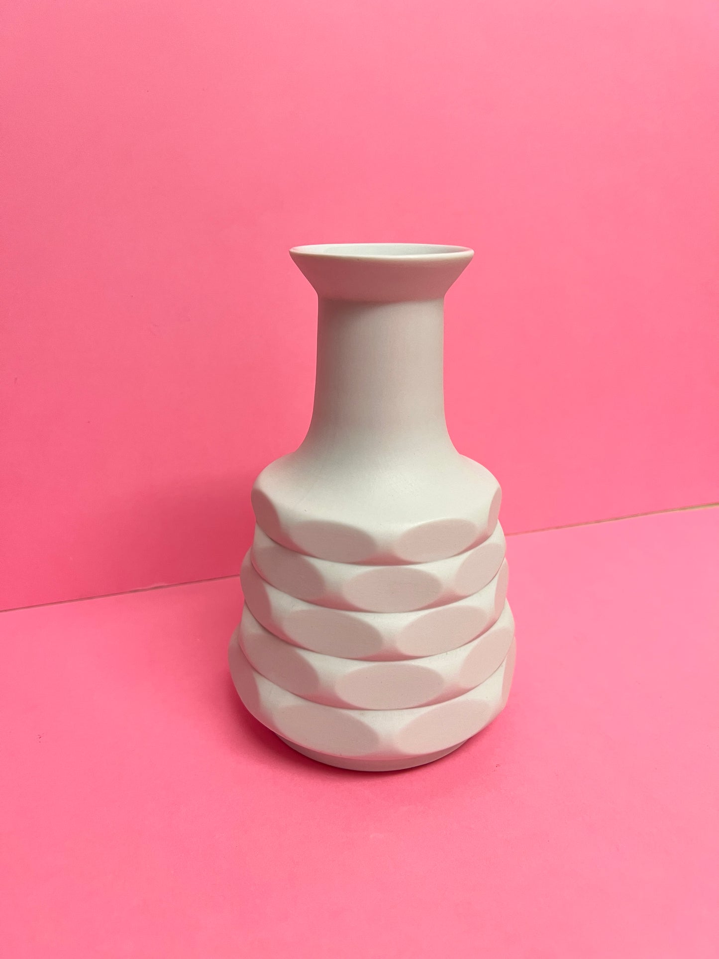 70s Vintage Winterling Bavaria Op-Art Biskuitporzellan Relief Vase weiß matt Space Age Vase Mid century Japandi Objekt
