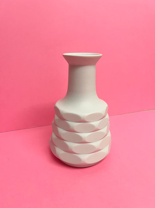 70s Vintage Winterling Bavaria Op-Art Biskuitporzellan Relief Vase weiß matt Space Age Vase Mid century Japandi Objekt