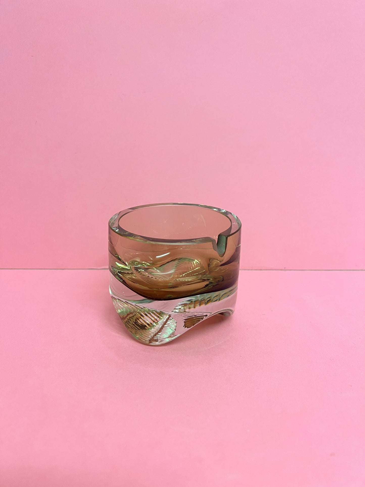 Vintage Glas Aschenbecher Murano Rauchglas massiv Mid Century