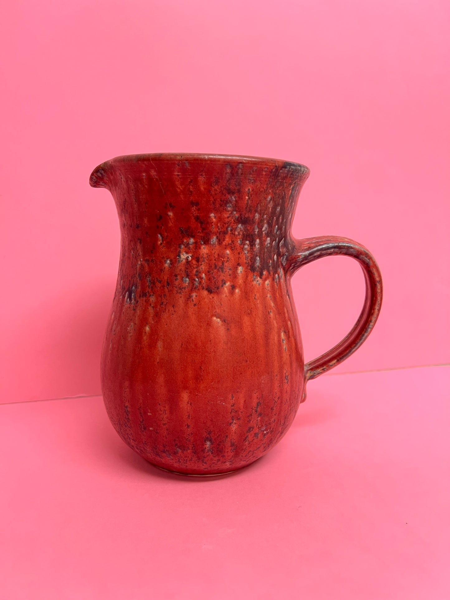 Vintage Studio Keramik Krug Fat Lava Rot Braun 70er Henkelvase Mid Century Retro Landhaus Shabby Cottage Brutalist