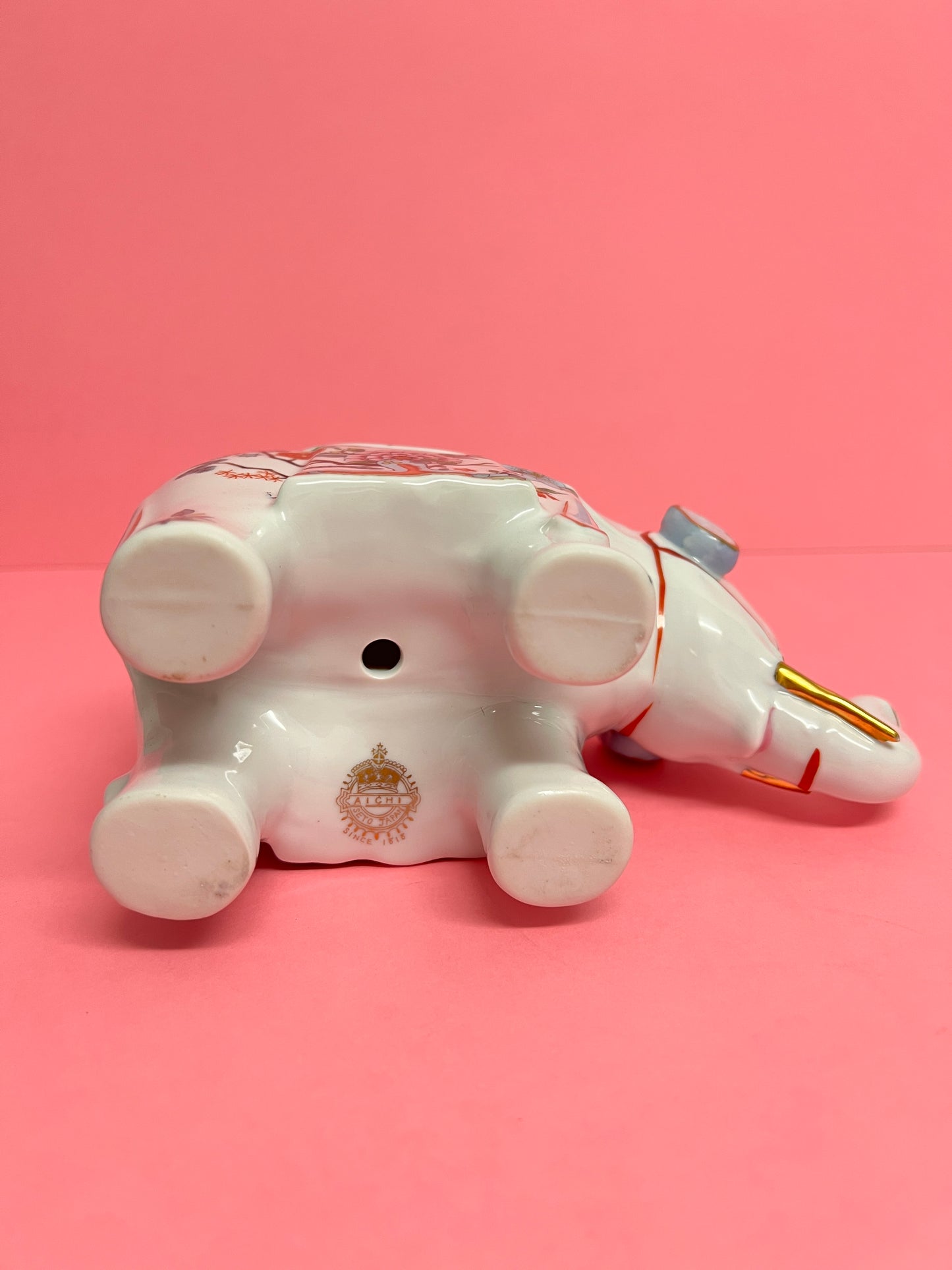 Vintage Porzellan Figur Elefant Aichi Seto Japan Chinoiserie Floral japanische Keramik Hollywood Regency