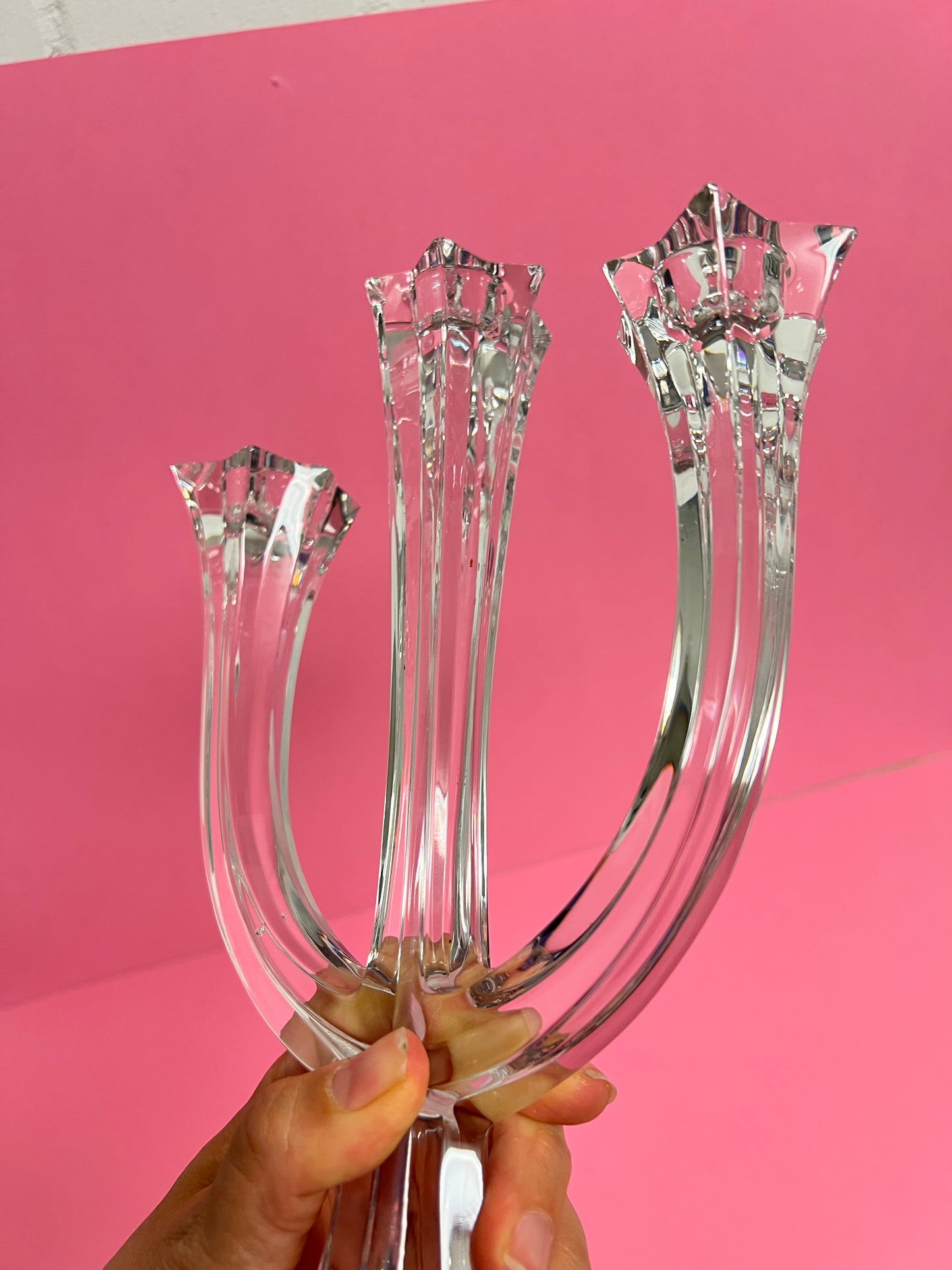 Vintage Villeroy & Boch Bleikristall Kerzenständer 3-armig Lucca Mid Century Glas Kandelaber