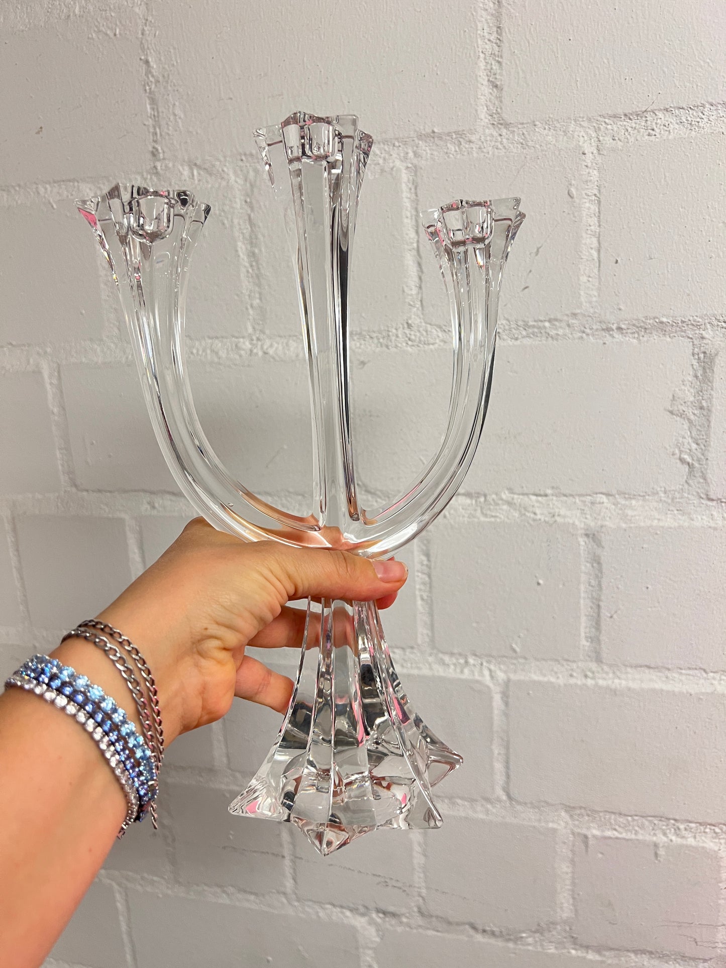 Vintage Villeroy & Boch Bleikristall Kerzenständer 3-armig Lucca Mid Century Glas Kandelaber