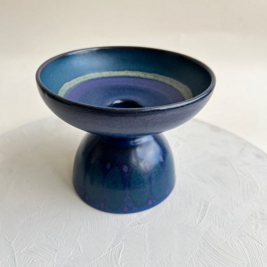 KMK Kupfermühle Keramik Kerzenständer Kerzenhalter Viola blau Mid Century Westdeutschland