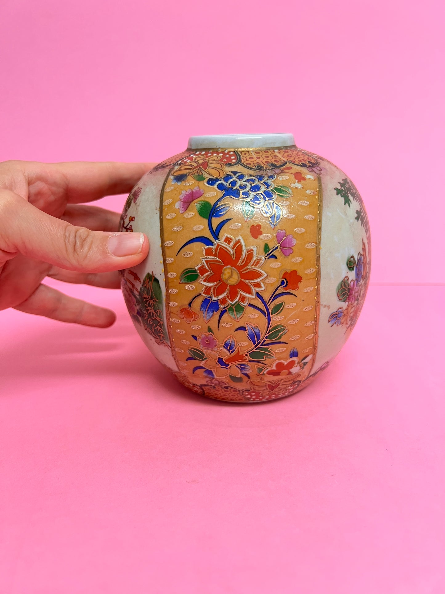 Kleine Vintage Satsuma Vase japanische Chinoiserie Blumenvase