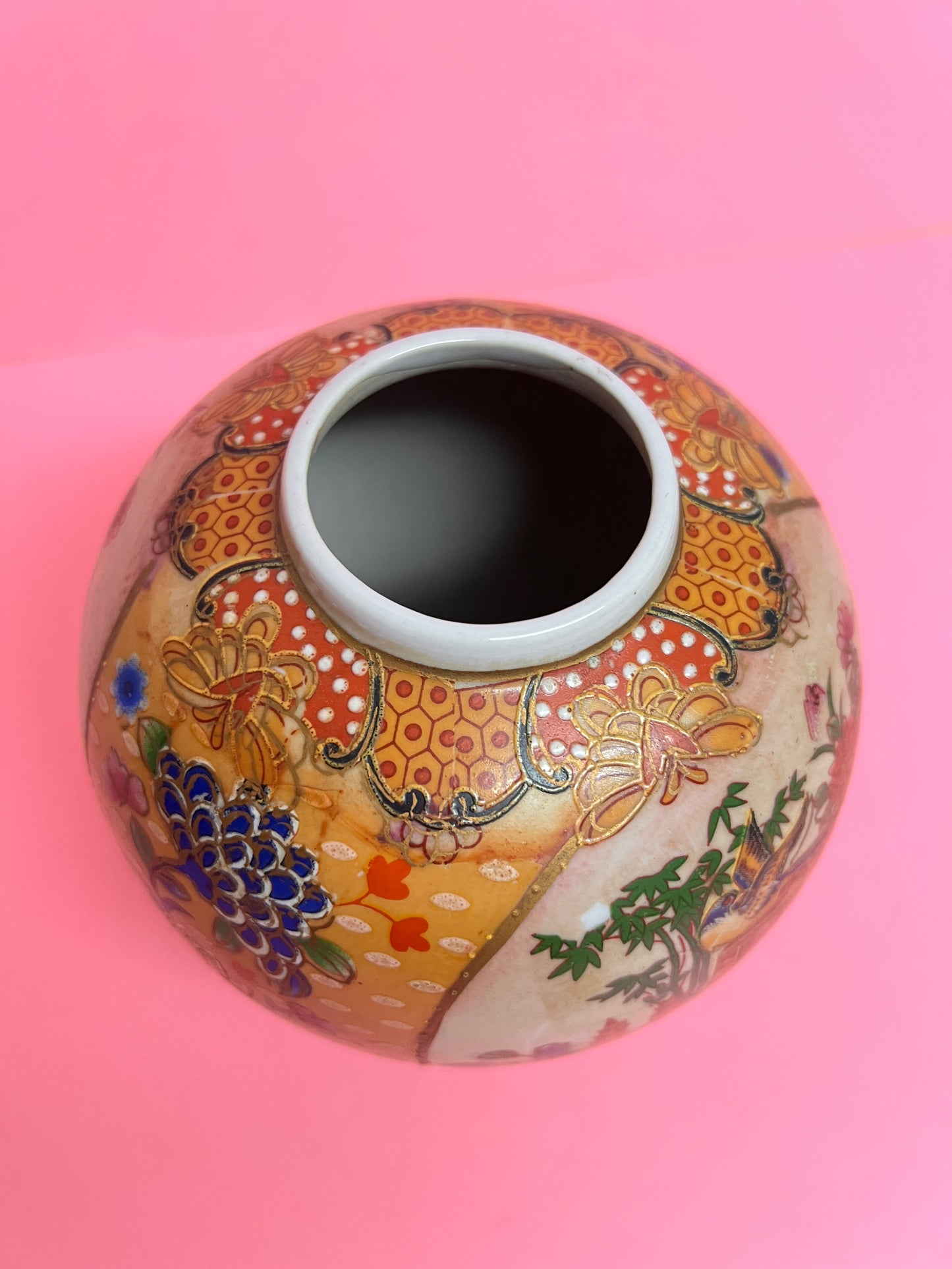Kleine Vintage Satsuma Vase japanische Chinoiserie Blumenvase