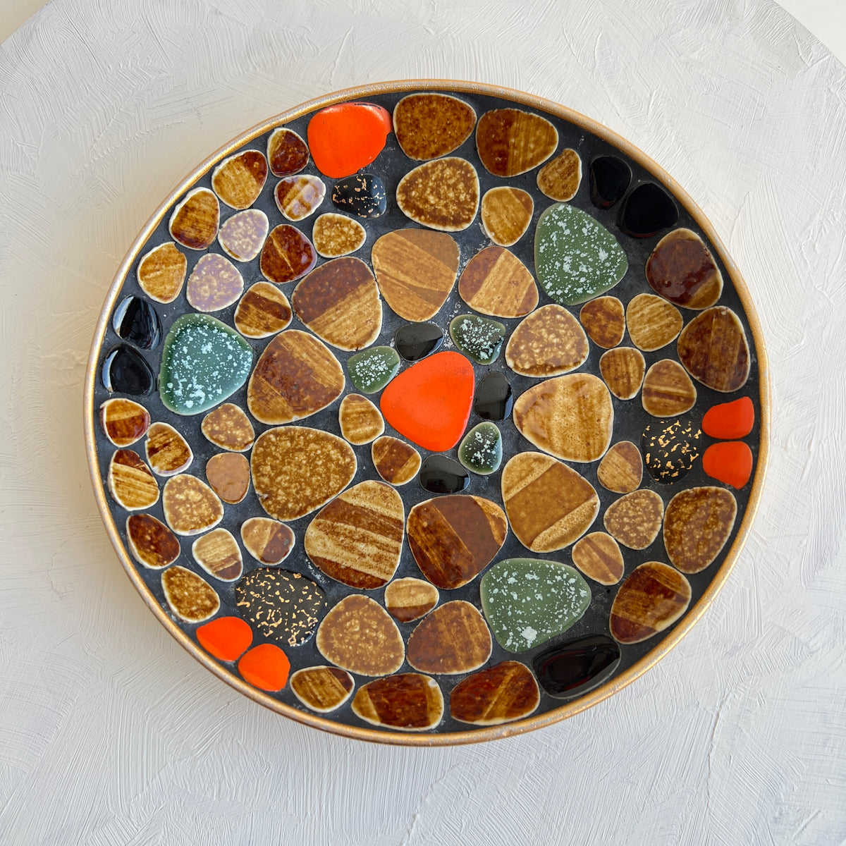 Vintage 70er Dekoschale Mid Century Pebbles-Art Mosaik Snack Schale