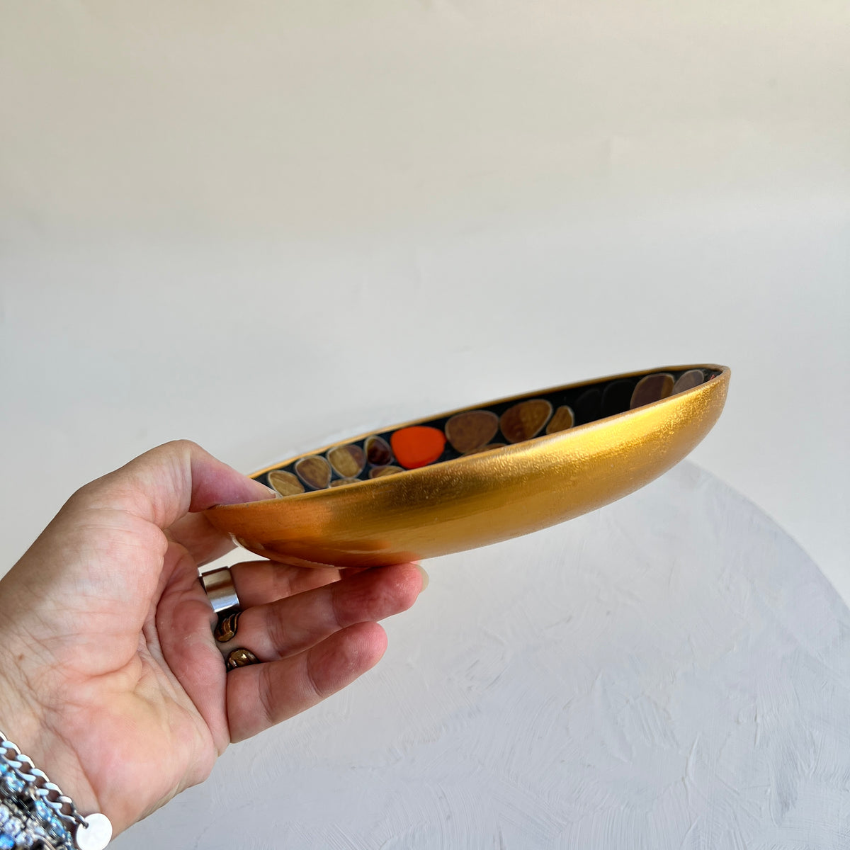 Vintage 70er Dekoschale Mid Century Pebbles-Art Mosaik Snack Schale