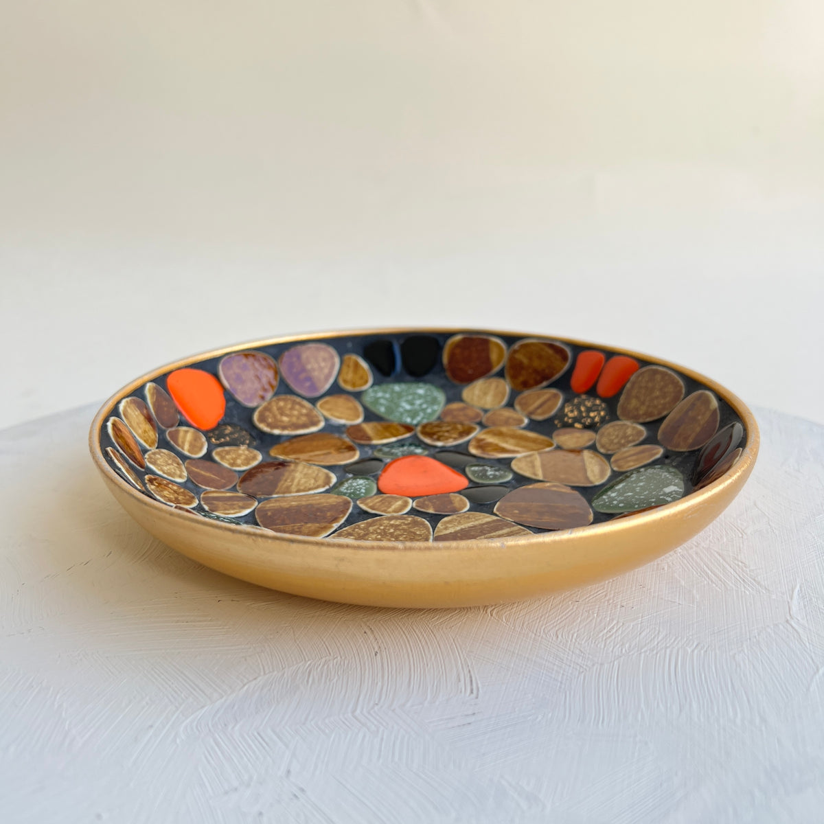 Vintage 70er Dekoschale Mid Century Pebbles-Art Mosaik Snack Schale