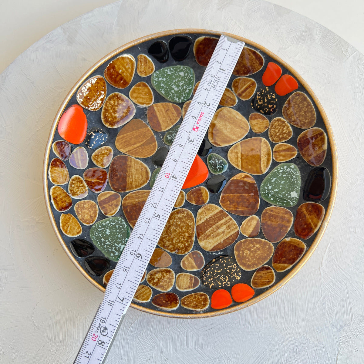 Vintage 70er Dekoschale Mid Century Pebbles-Art Mosaik Snack Schale