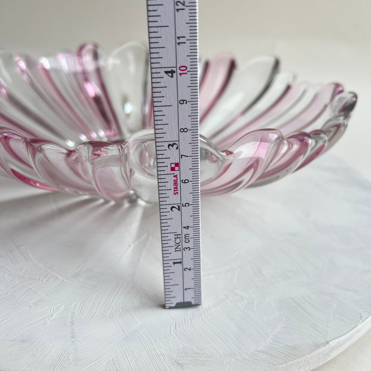 Vintage Kunstglas Obstschale Glasschale rosa böhmisch tschechisch Mid Century