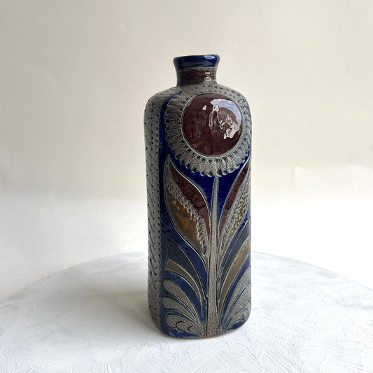 Vintage Sonnenblumen Vase Westerwald Steinzeug Westdeutschland Steingut Flasche