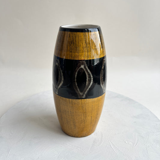 Vintage Blumenvase Scheurich WPG Fat Lava Optik Ocker Gelb Mid Century 60er Keramik Westdeutschland