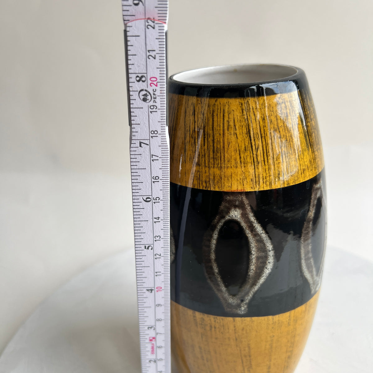 Vintage Blumenvase Scheurich WPG Fat Lava Optik Ocker Gelb Mid Century 60er Keramik Westdeutschland