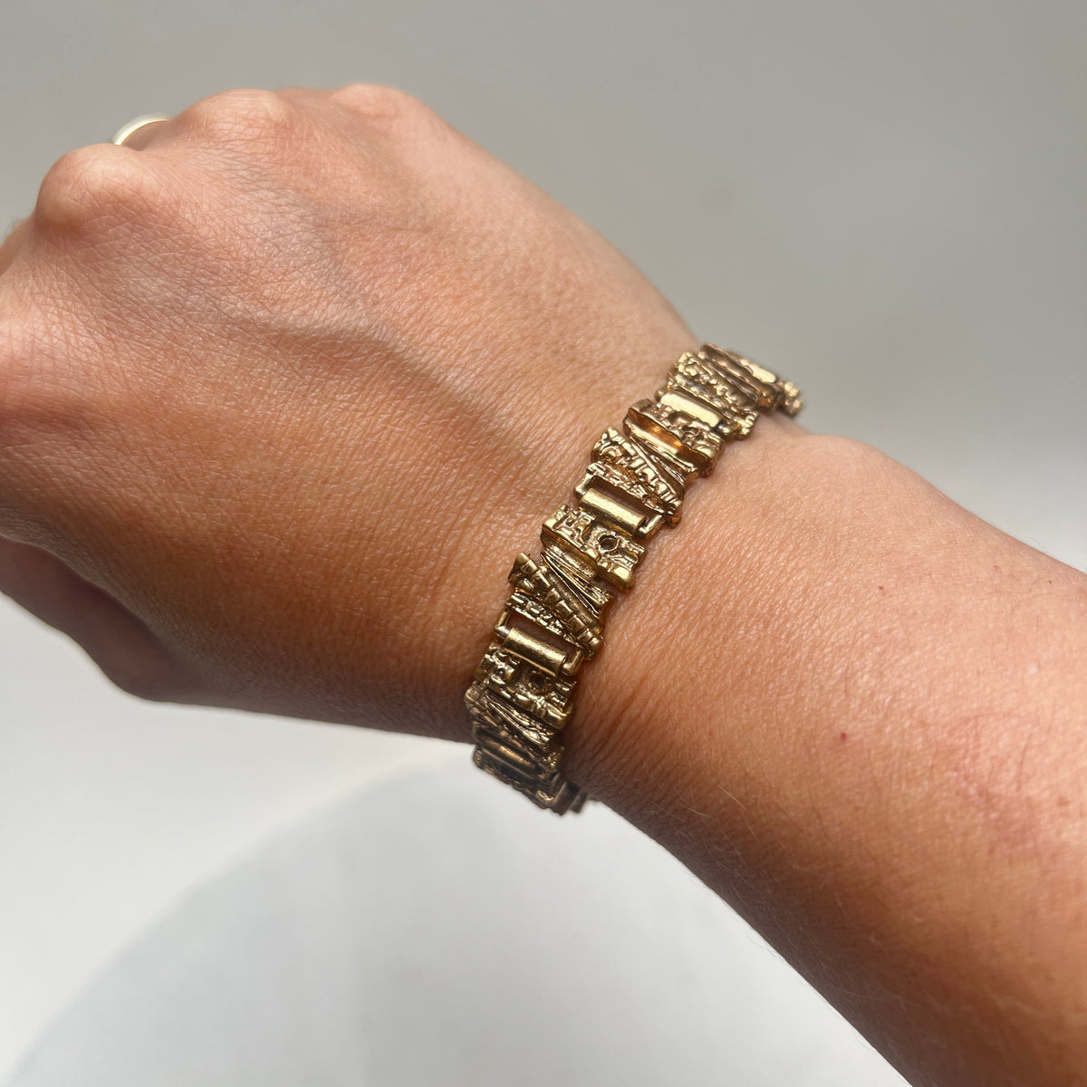 Vintage Pentti Sarpaneva Bronze Armband „Kelo“ Finnland Brutalismus Borken Design