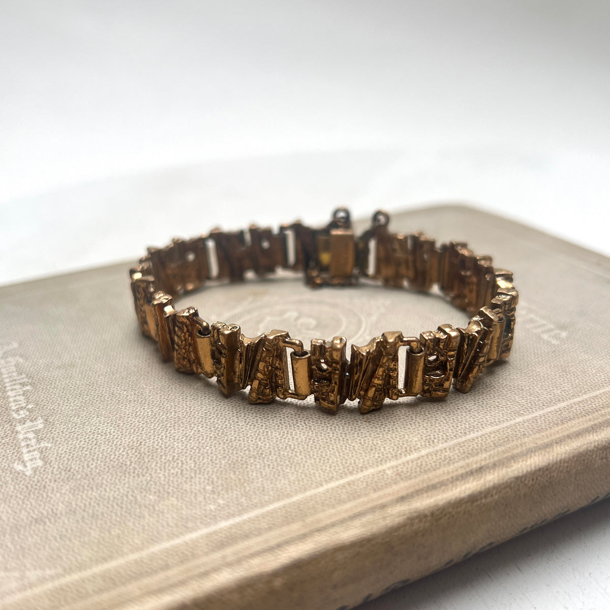 Vintage Pentti Sarpaneva Bronze Armband „Kelo“ Finnland Brutalismus Borken Design
