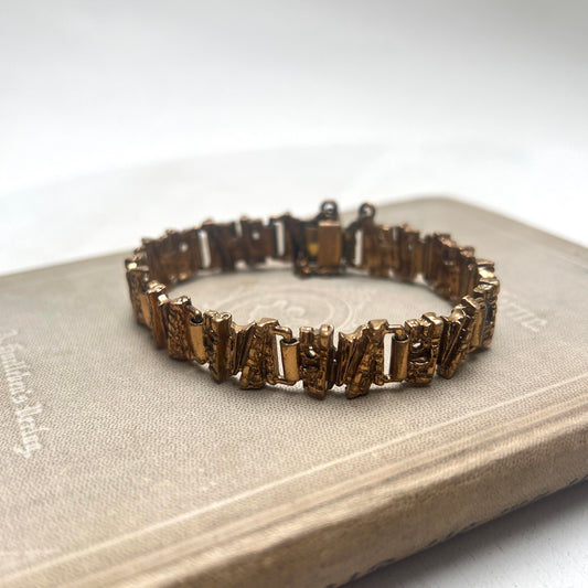 Vintage Pentti Sarpaneva Bronze Armband „Kelo“ Finnland Brutalismus Borken Design