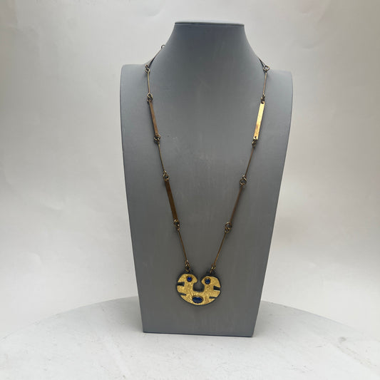 Vintage Eivind G. Hillestad Bronze Collier mit Lapislazuli – Norwegen Brutalismus 1970er