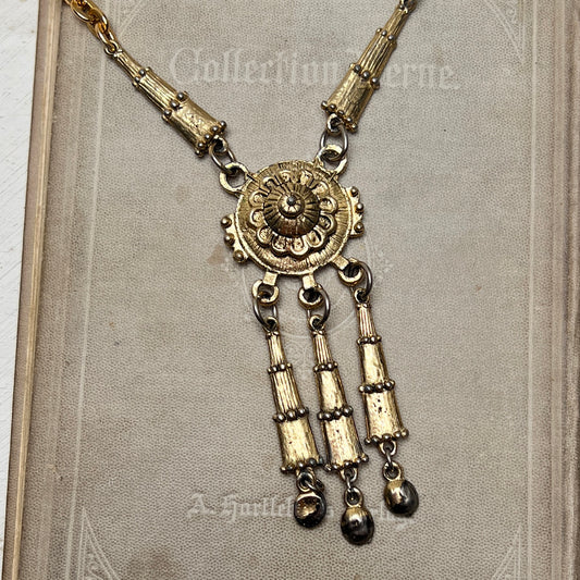 Vintage Ethno Boho Halskette gold antik Etruscan Revival Stil indisch