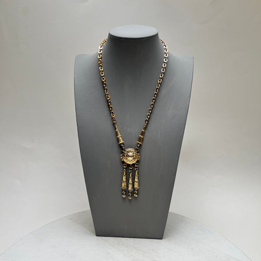 Vintage Ethno Boho Halskette gold antik Etruscan Revival Stil indisch
