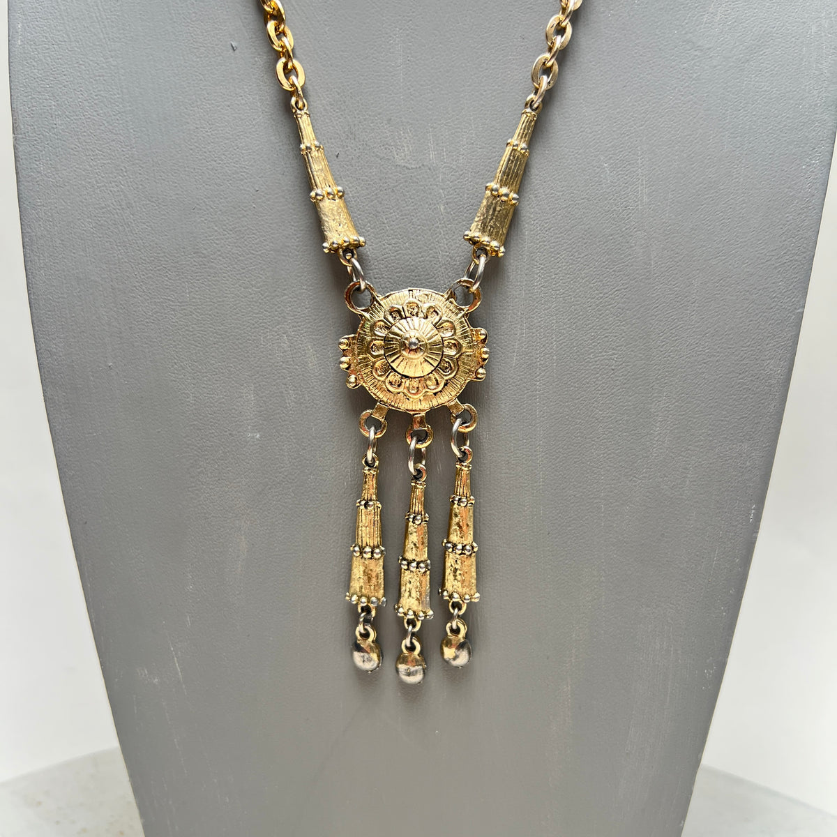 Vintage Ethno Boho Halskette gold antik Etruscan Revival Stil indisch