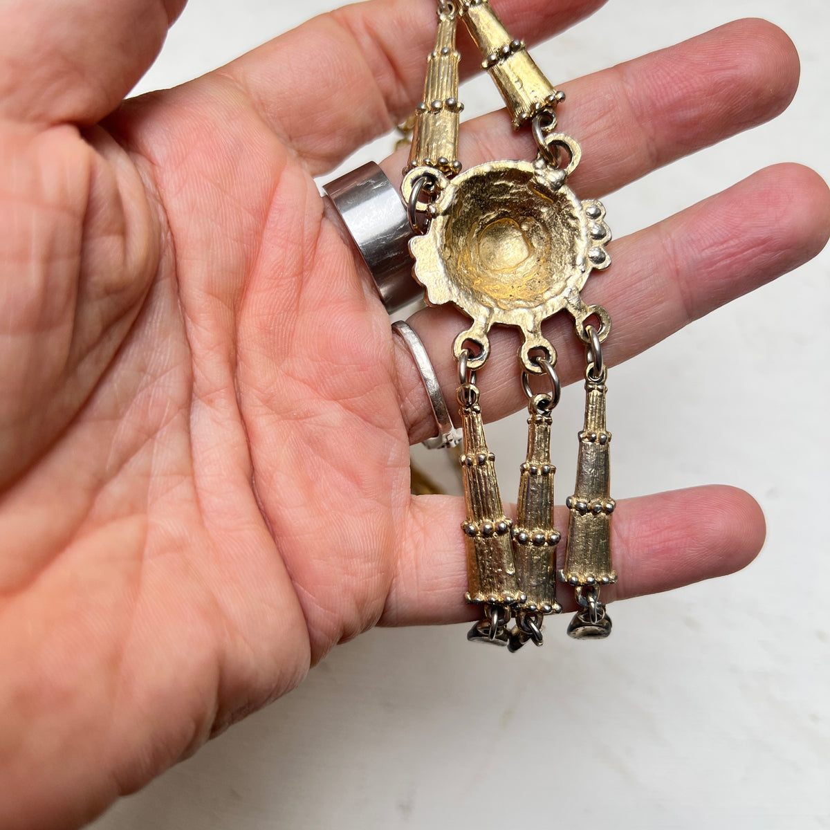 Vintage Ethno Boho Halskette gold antik Etruscan Revival Stil indisch