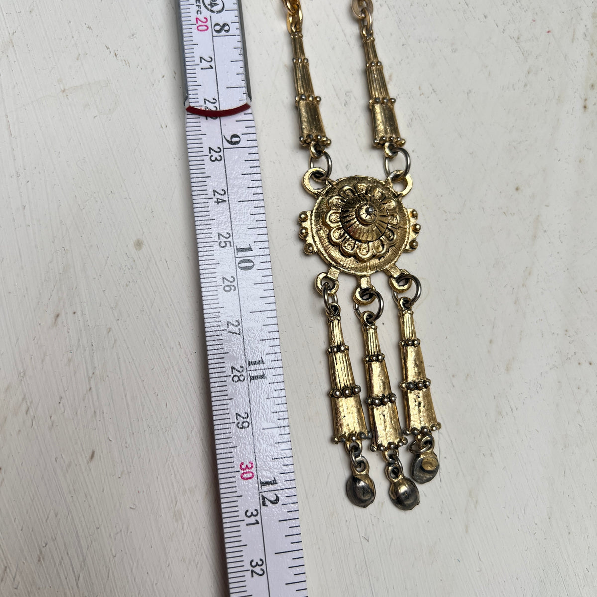Vintage Ethno Boho Halskette gold antik Etruscan Revival Stil indisch