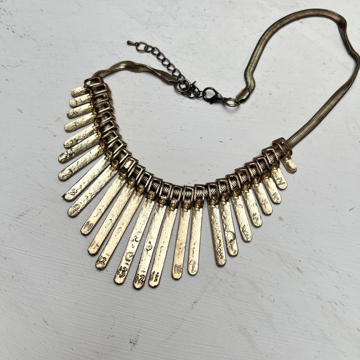 Vintage Hammerschlag Strahlen Halskette 70er Bib Necklace Sunburst Brutalist
