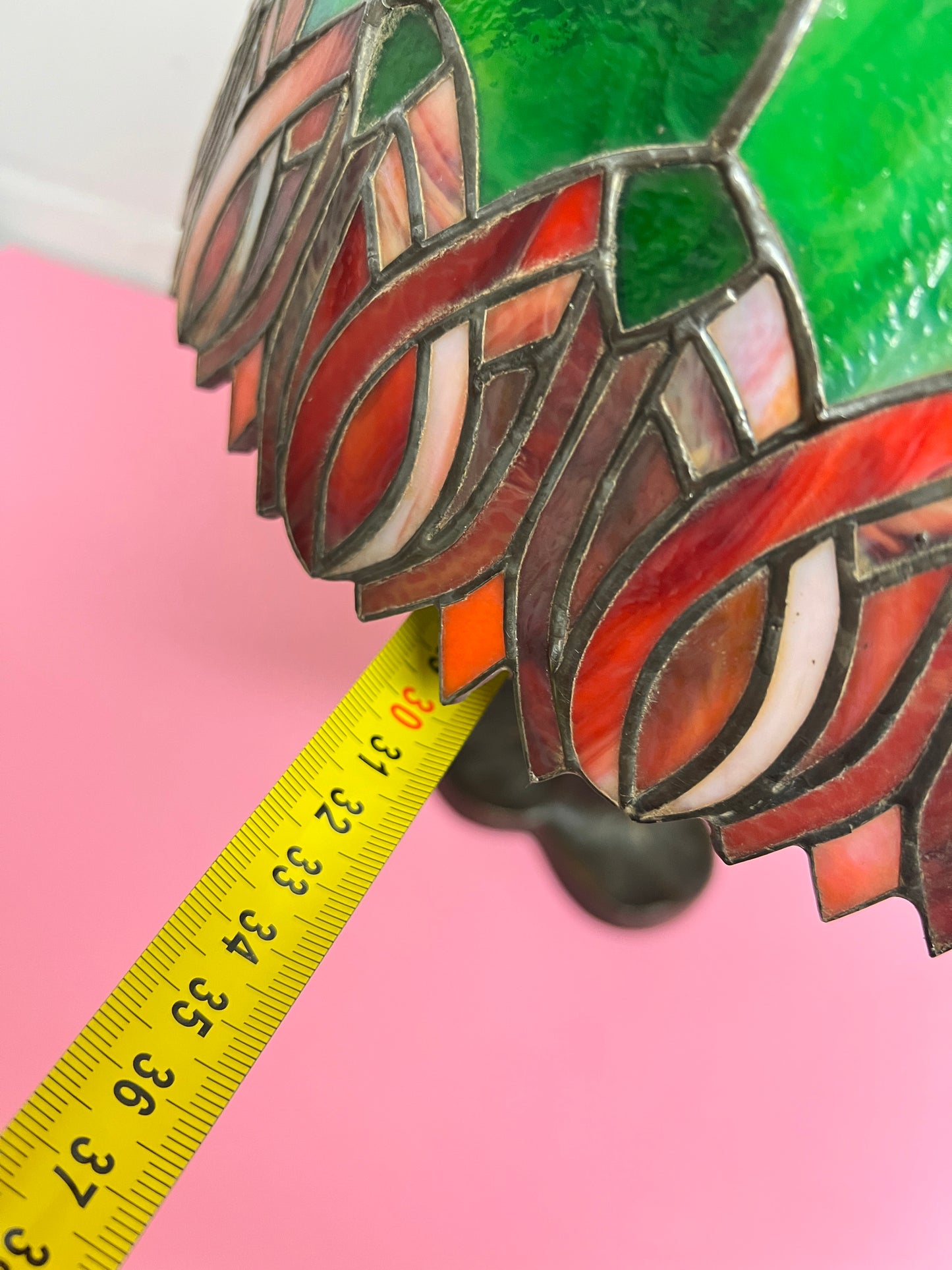 Grüne Blätter Tiffany Stil Jugenstil Art Deco Tischlampe Schreibtisch Wohnzimmer Lampe Buntglas