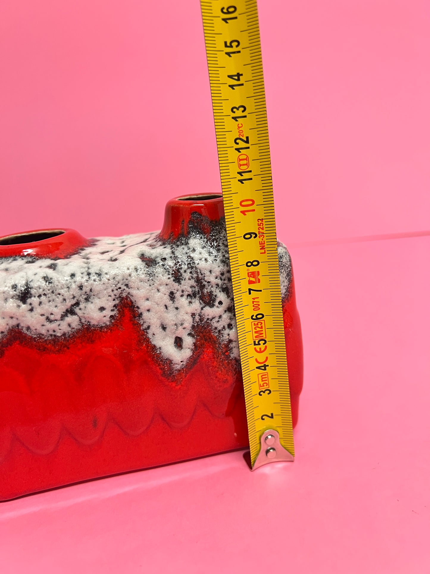 Vintage Keramik Vase Bay Keramik 517-10 Rot Lava Fat Lava Blumenvase 1970er