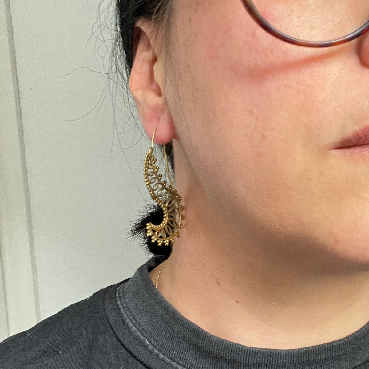 Filigrane Messing Ohrhänger im Ethno-/Boho-Stil – Paisley- & Mandala-Design